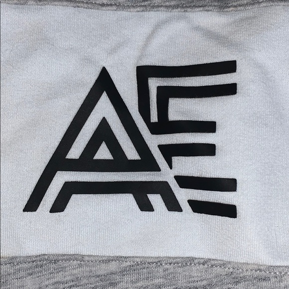 AMERICAN EAGLE HOODIE GRAY WHITE NAVY BLUE - Picture 2 of 4